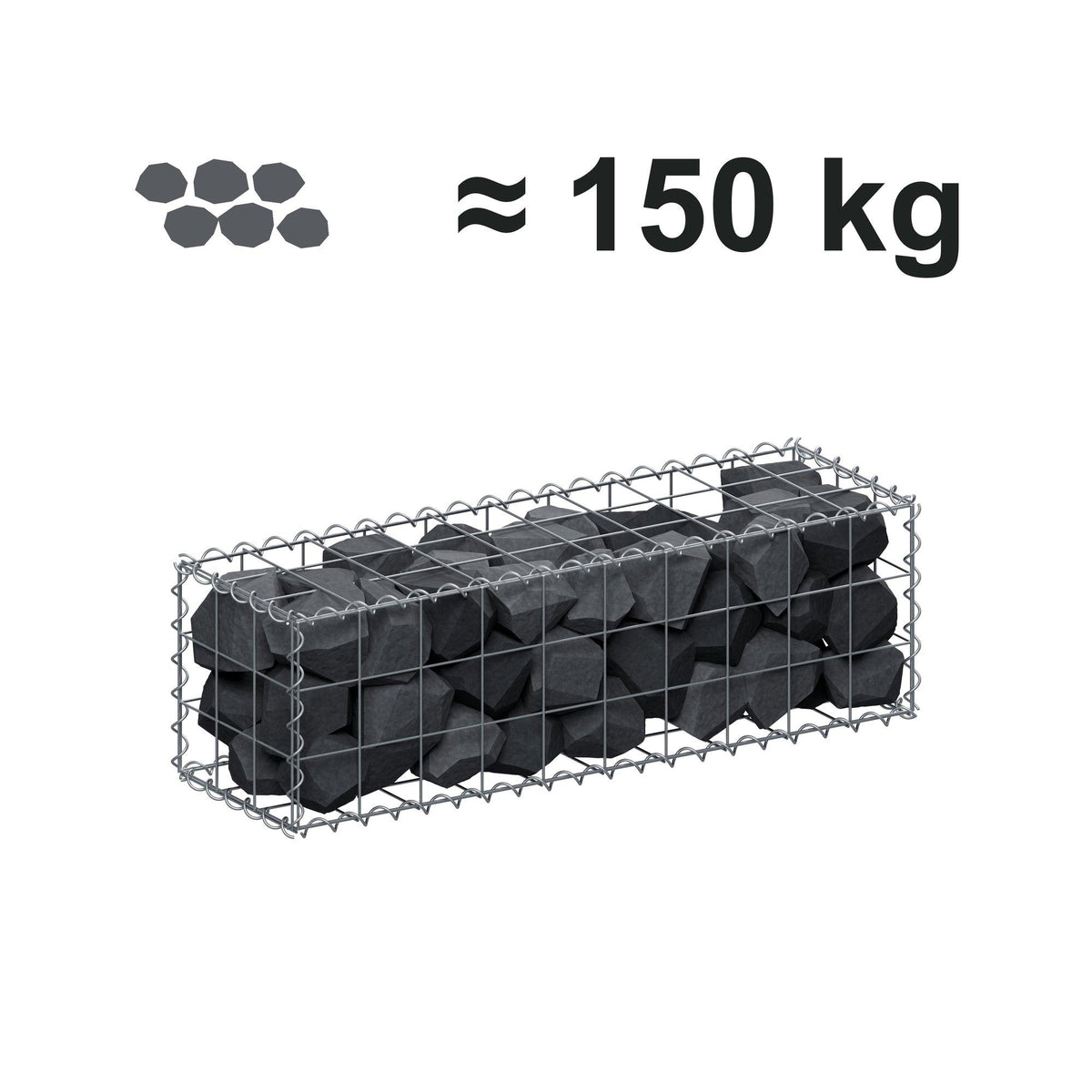 Gabion 100 cm x 30 cm x 30 cm (L x H x P), mailles 10 cm x 10 cm, spirale