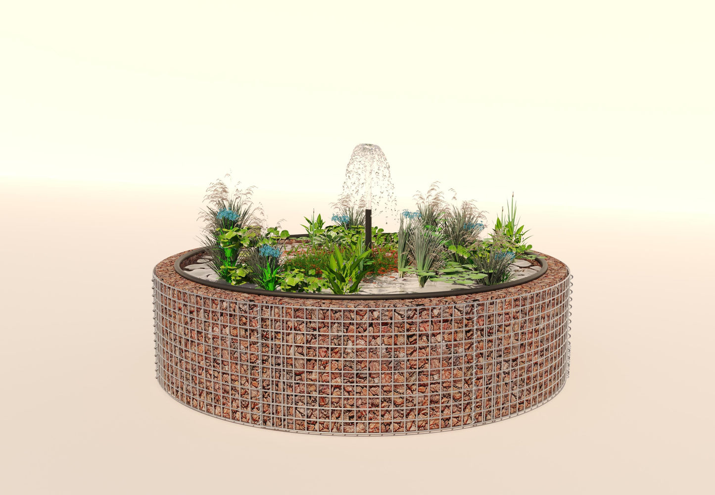 Gabion bassin surélevé rond, diamètre extérieur 202 cm, hauteur 50 cm, mailles 5 x 5 cm, épaisseur de paroi 15 cm