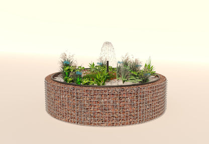 Gabion bassin surélevé rond, diamètre extérieur 202 cm, hauteur 50 cm, mailles 5 x 5 cm, épaisseur de paroi 15 cm