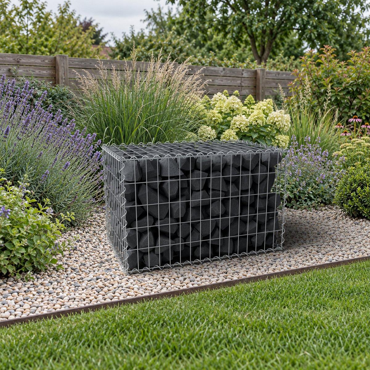 Gabion 80 cm x 50 cm x 50 cm (L x H x D), maskstorlek 5 cm x 10 cm, spiral