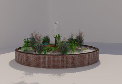Estanque elevado de gaviones redondo, diámetro exterior 442 cm, altura 50 cm, luz de malla 5 x 5 cm, espesor de pared 15 cm