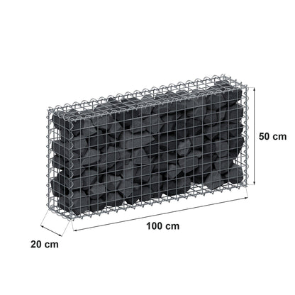 Gabion 100 cm x 50 cm x 20 cm (L x H x D), mesh size 5 cm x 5 cm, spiral