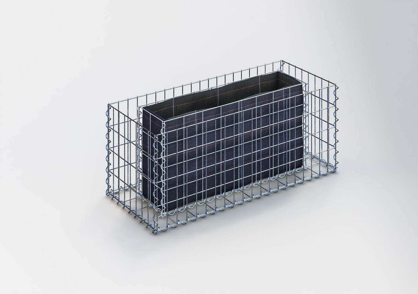 Lecho elevado rectangular 100 cm x 40 cm x 40 cm (largo x alto x fondo), malla 5 x 10 cm, espesor de pared 10 cm