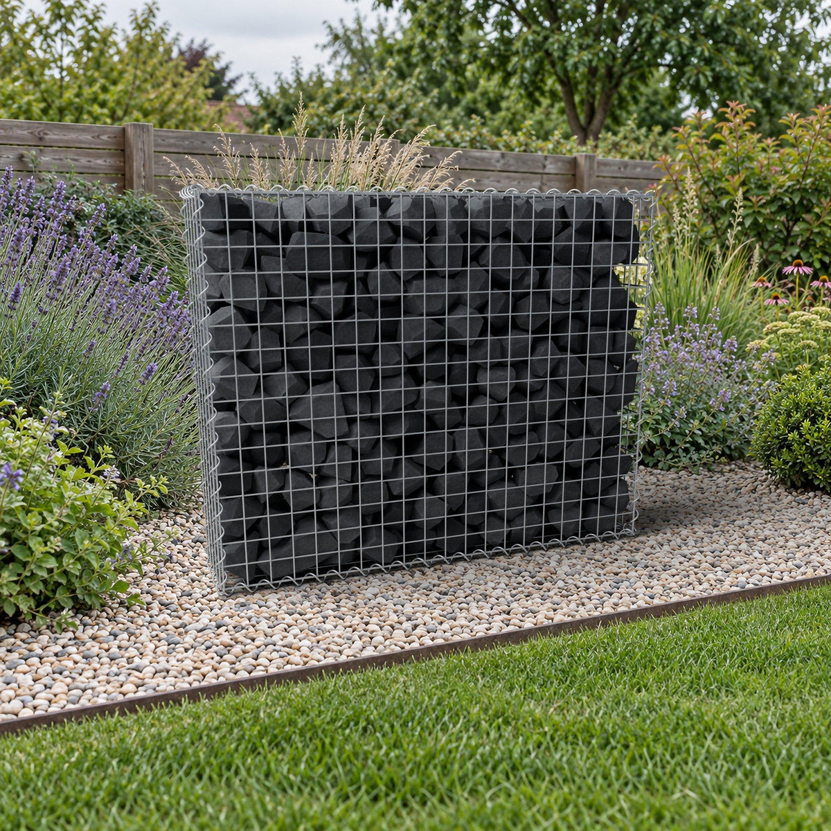 Schanskorf 100 cm x 80 cm x 20 cm (L x H x D), maaswijdte 5 cm x 5 cm, spiraalvormig
