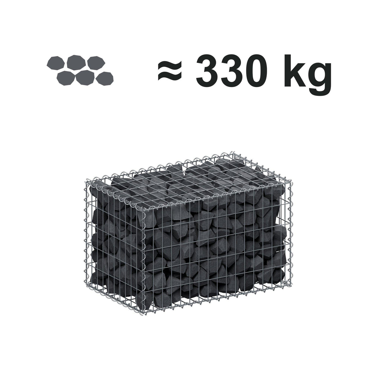 Gabion 80 cm x 50 cm x 50 cm (L x H x D), maskstorlek 5 cm x 10 cm, spiral