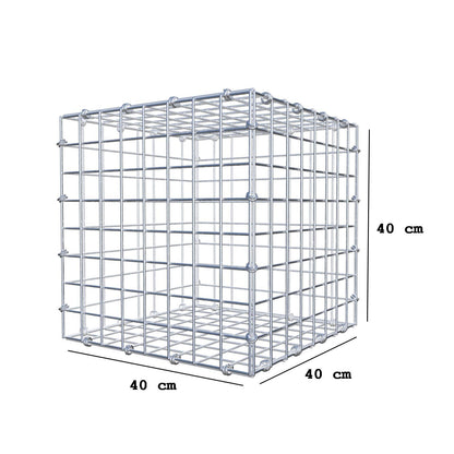 Gabion 40 cm x 40 cm x 40 cm (L x H x D), maskestørrelse 5 x 5 cm, spiralring