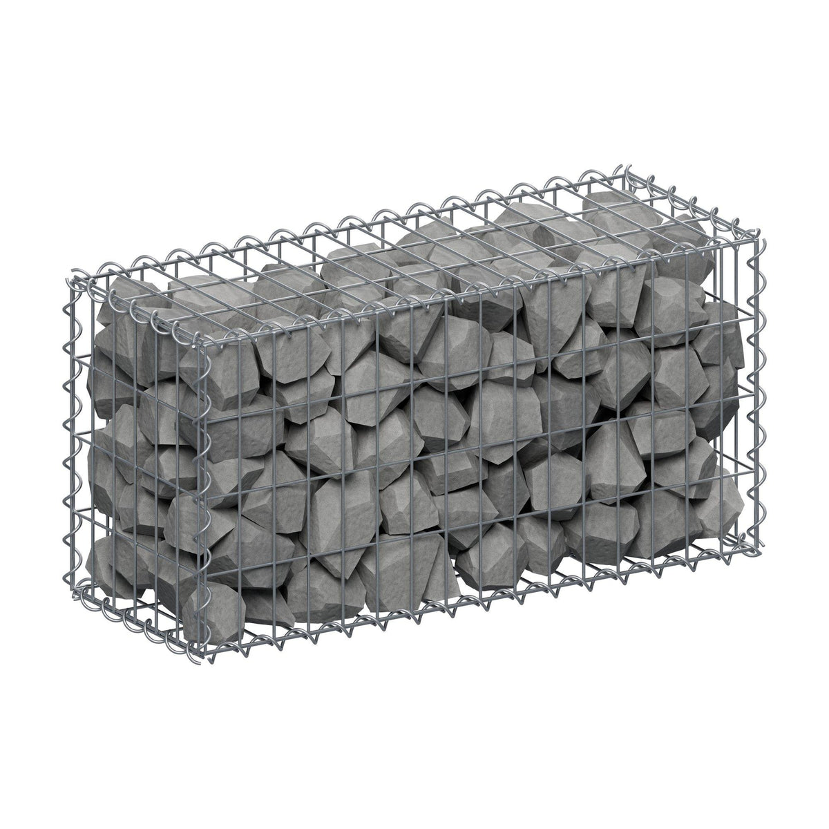 Gabião 80 cm x 40 cm x 30 cm (C x A x P), malhagem 5 cm x 10 cm, espiral
