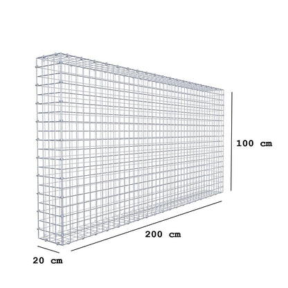 Gavión 200 cm x 100 cm x 20 cm (L x A x P), luz de malla 5 x 5 cm, anillo en espiral