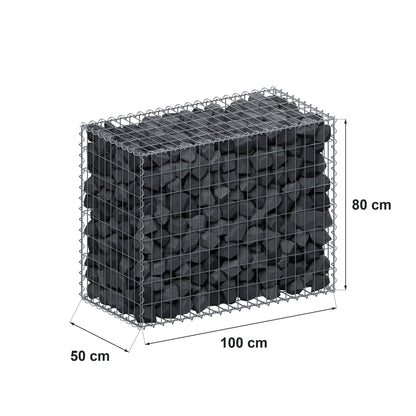 Gabion 100 cm x 80 cm x 50 cm (L x H x D), mesh size 5 cm x 10 cm, spiral