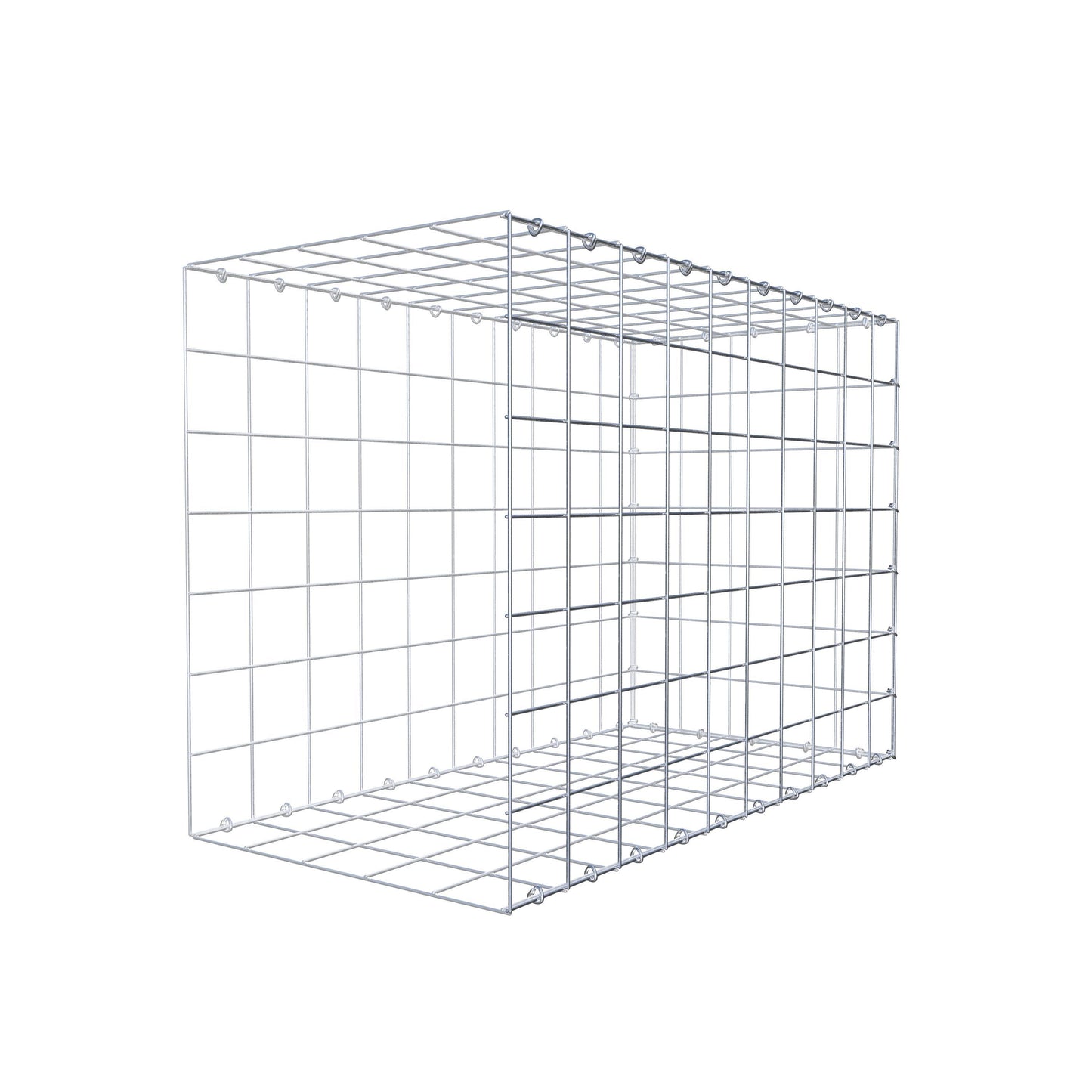 Monteret gabion type 2 100 cm x 70 cm x 50 cm (L x H x D), maskestørrelse 10 cm x 10 cm, C-ring