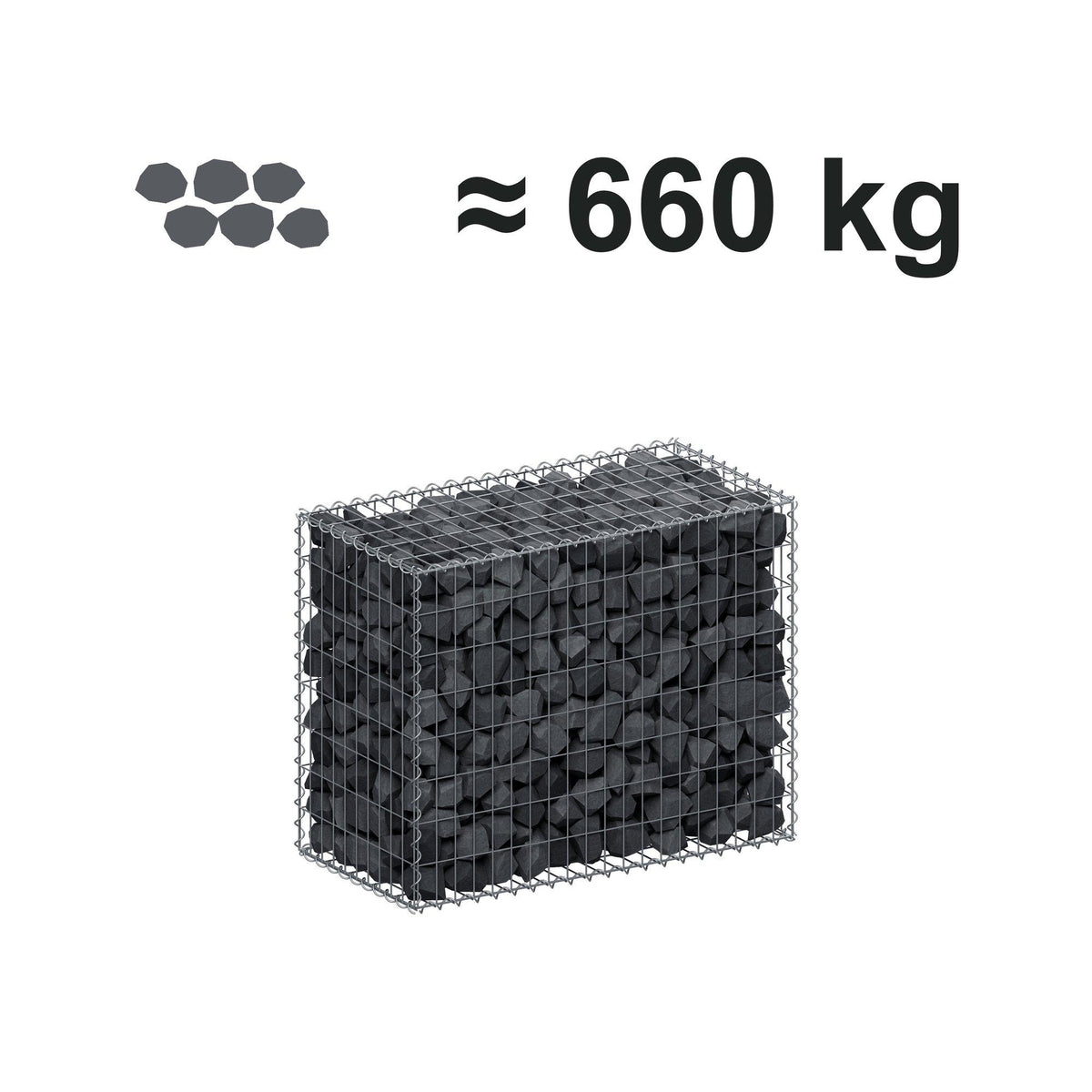 Gabion 100 cm x 80 cm x 50 cm (L x H x D), mesh size 5 cm x 10 cm, spiral