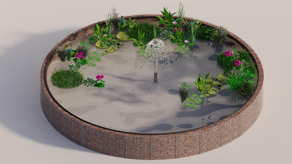 Gabion étang surélevé rond, diamètre extérieur 322 cm, hauteur 80 cm, mailles 5 x 5 cm, épaisseur de paroi 15 cm