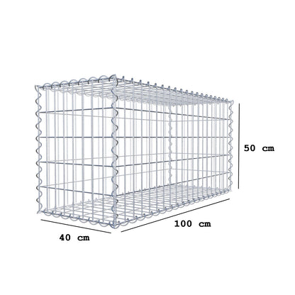 Schanskorf 100 cm x 50 cm x 40 cm (L x H x D), maaswijdte 5 cm x 10 cm, spiraalvormig