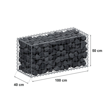 Schanskorf 100 cm x 50 cm x 40 cm (L x H x D), maaswijdte 5 cm x 10 cm, spiraalvormig