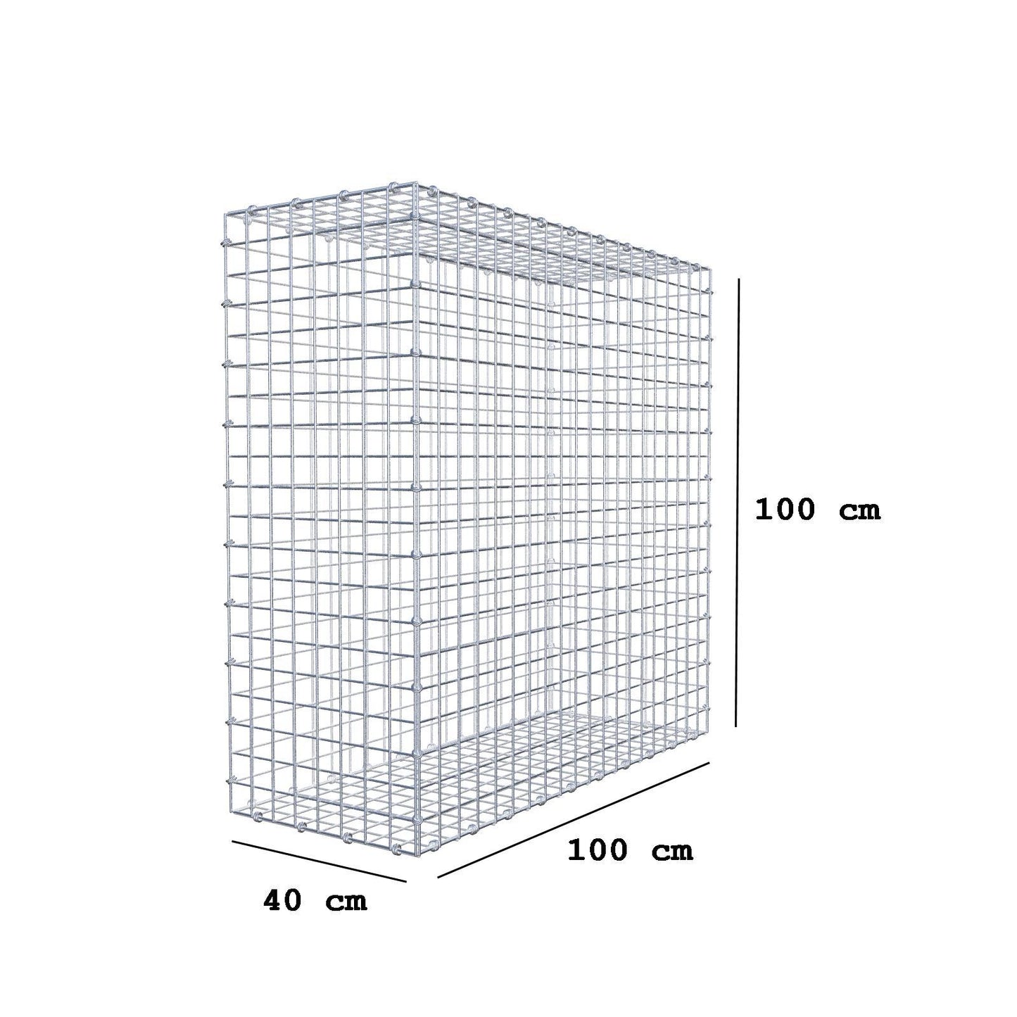 Gabion 100 cm x 100 cm x 40 cm (L x H x P), mailles 5 x 5 cm, anneau en spirale