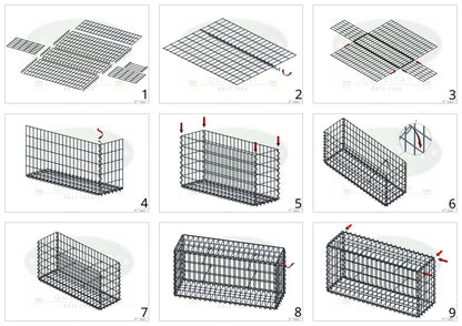 Gabion 100 cm x 60 cm x 30 cm (L x H x P), mailles 5 cm x 10 cm, spirale