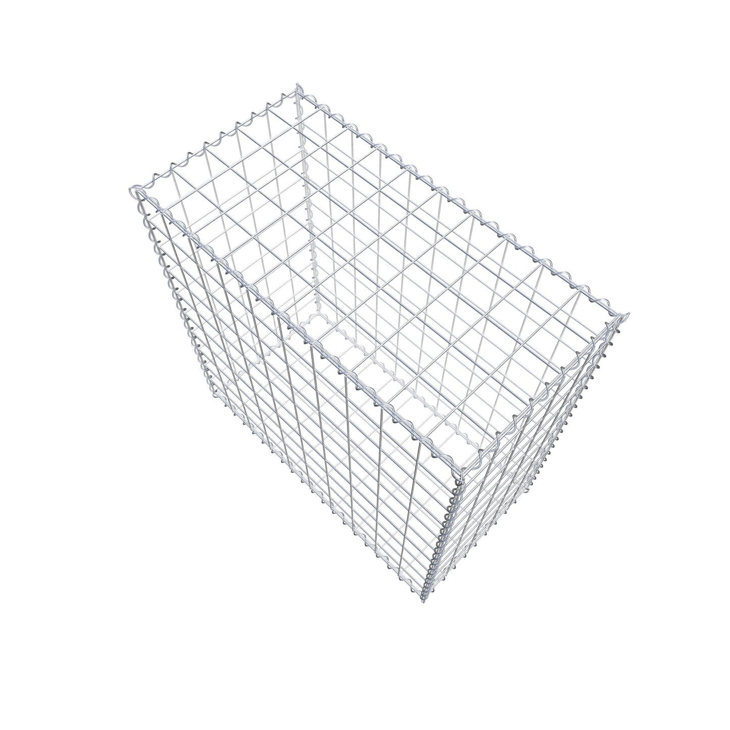 Schanskorf 100 cm x 100 cm x 50 cm (L x H x D), maaswijdte 10 cm x 10 cm, spiraalvormig