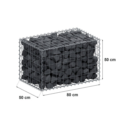Gabion 80 cm x 50 cm x 50 cm (L x H x D), maskstorlek 5 cm x 10 cm, spiral