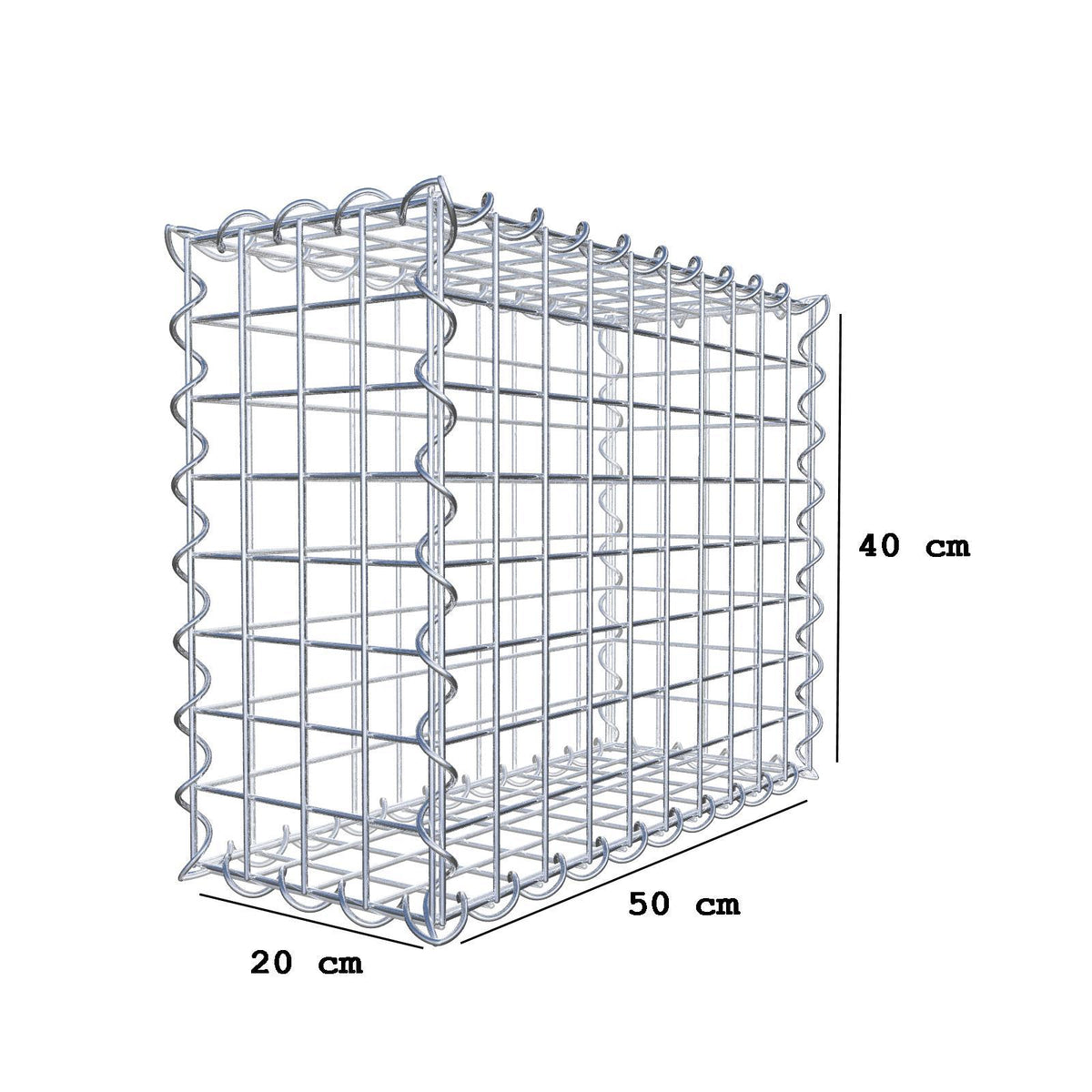 Gabion 50 cm x 40 cm x 20 cm (L x H x P), mailles 5 cm x 5 cm, spirale