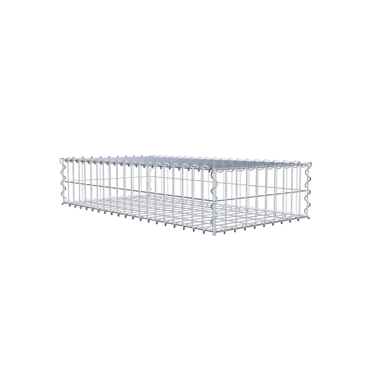 Gabião 100 cm x 20 cm x 50 cm (C x A x P), malhagem 5 cm x 10 cm, espiral