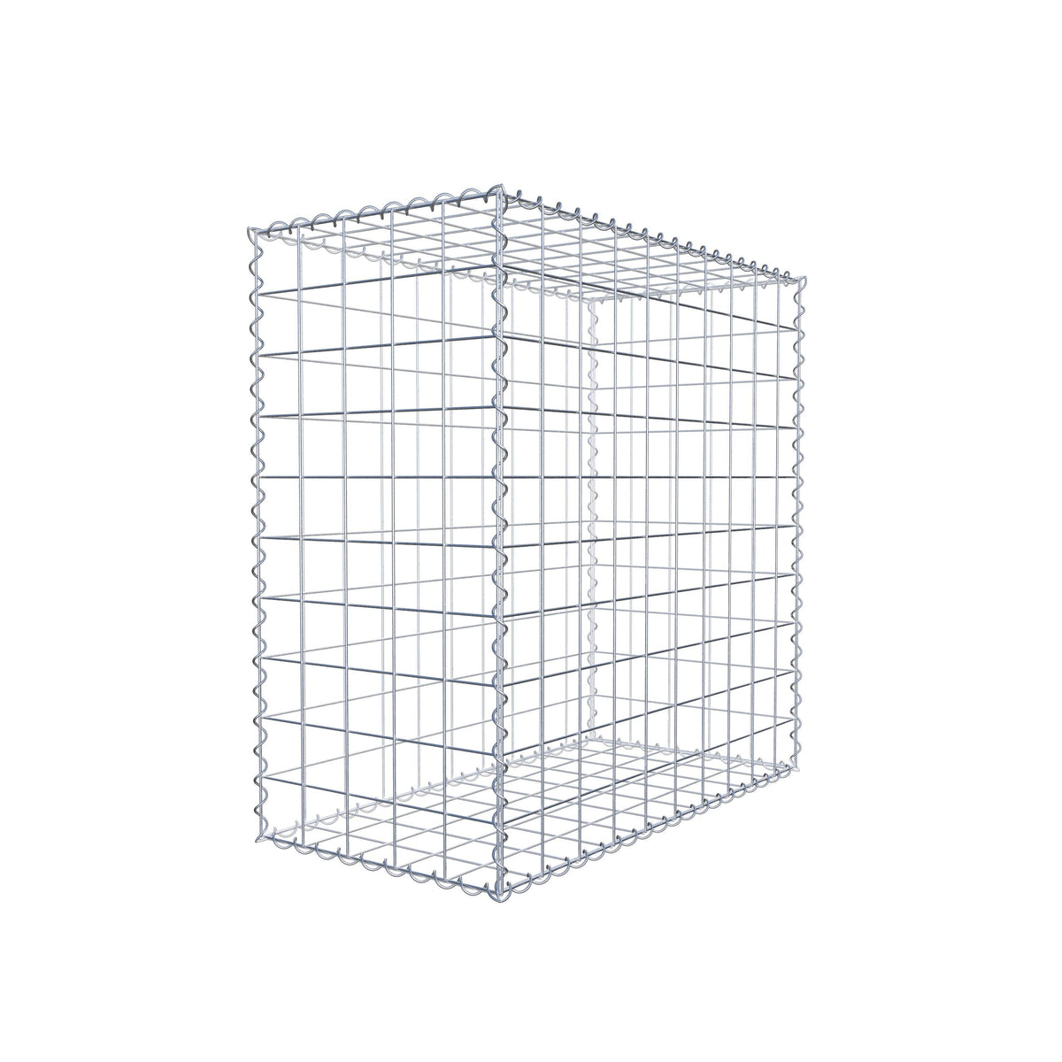 Schanskorf 100 cm x 100 cm x 50 cm (L x H x D), maaswijdte 10 cm x 10 cm, spiraalvormig