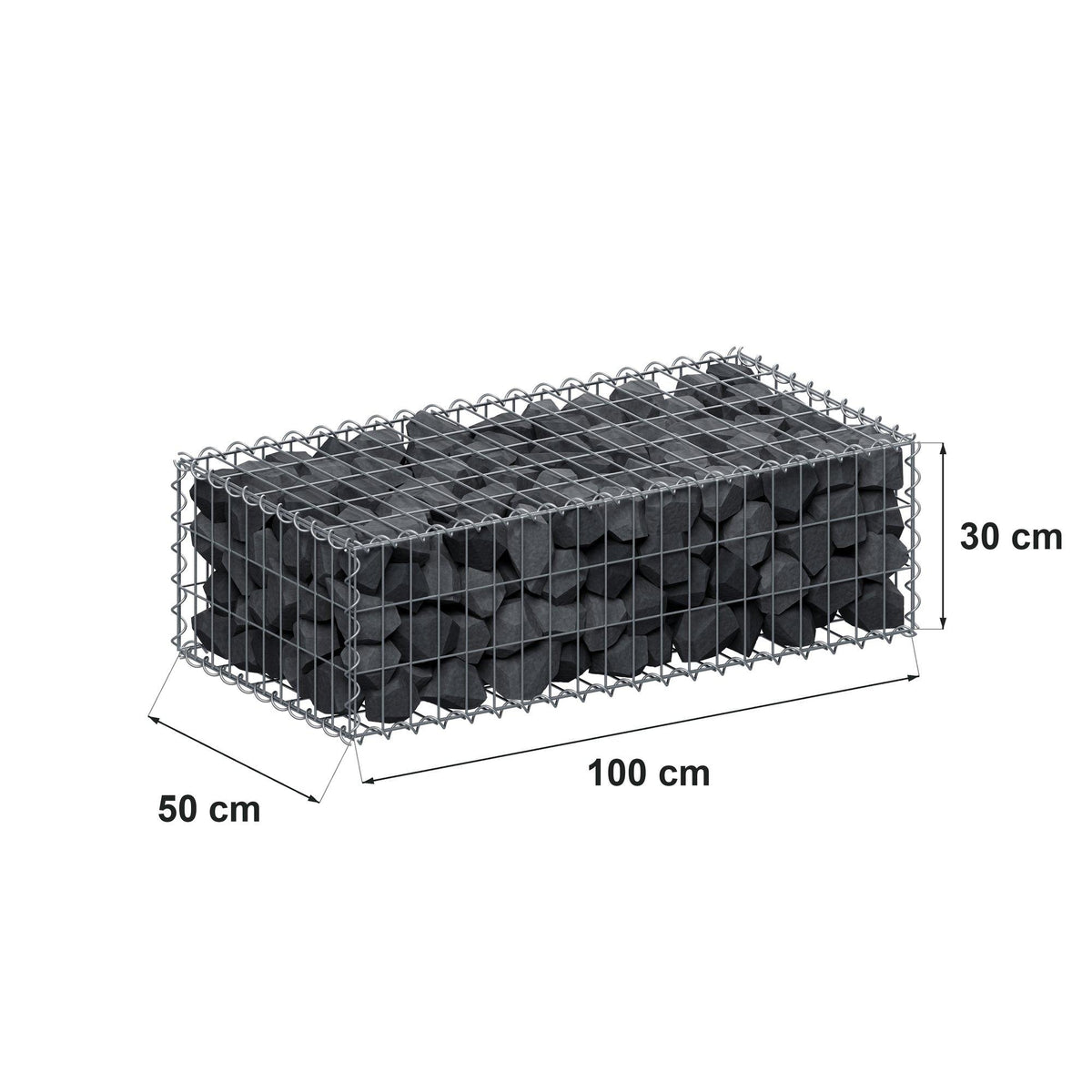 Gabion 100 cm x 30 cm x 50 cm (L x H x P), mailles 5 cm x 10 cm, spirale