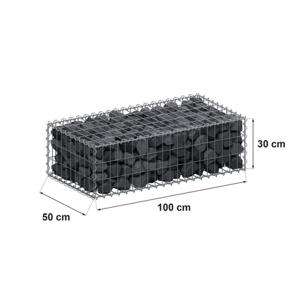 Gabion 100 cm x 30 cm x 50 cm (L x H x P), mailles 5 cm x 10 cm, spirale