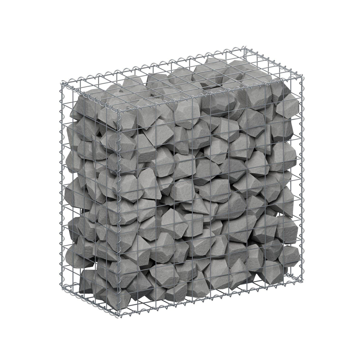 Schanskorf 100 cm x 100 cm x 50 cm (L x H x D), maaswijdte 10 cm x 10 cm, spiraalvormig