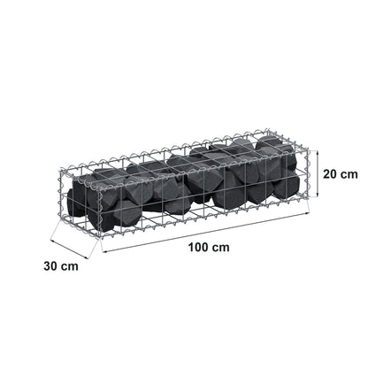 Gabion 100 cm x 20 cm x 30 cm (L x H x D), maskestørrelse 10 cm x 10 cm, spiral