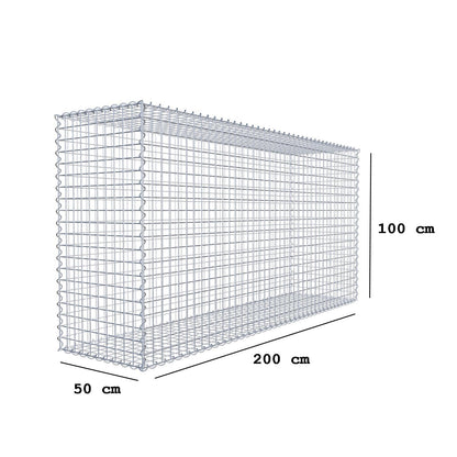 Gabion 200 cm x 100 cm x 50 cm (L x H x D), maskstorlek 5 cm x 5 cm, spiral