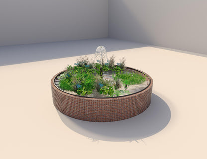 Estanque elevado de gaviones redondo, diámetro exterior 412 cm, altura 80 cm, luz de malla 5 x 5 cm, espesor de pared 15 cm