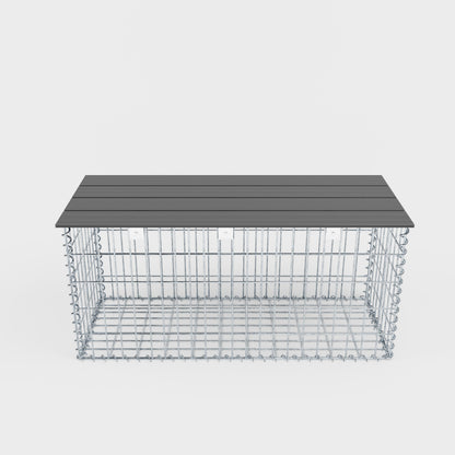 Banco de jardín de gaviones en espiral 105 x 50 x 50 cm - MW 5 x 10 cm, con encimera reciclada en antracita
