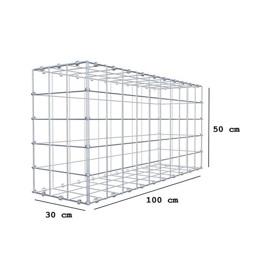 Gabion 100 cm x 50 cm x 30 cm (L x H x D), mesh size 10 x 10 cm, spiral ring