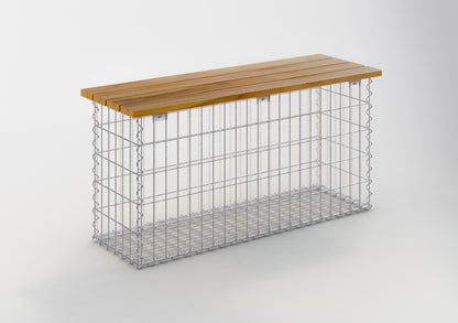 Banco de jardín gavión espiral 105 x 50 x 30 cm - 3 TEAK MW 5 x 10 cm