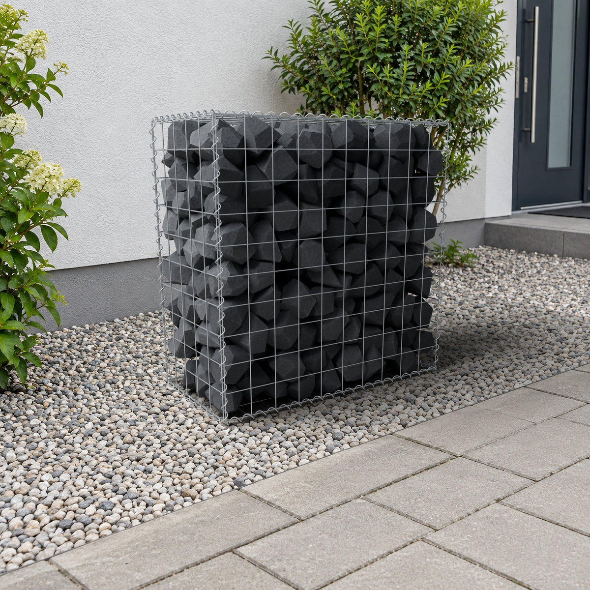 Schanskorf 100 cm x 100 cm x 50 cm (L x H x D), maaswijdte 10 cm x 10 cm, spiraalvormig