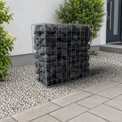 Schanskorf 100 cm x 100 cm x 50 cm (L x H x D), maaswijdte 10 cm x 10 cm, spiraalvormig