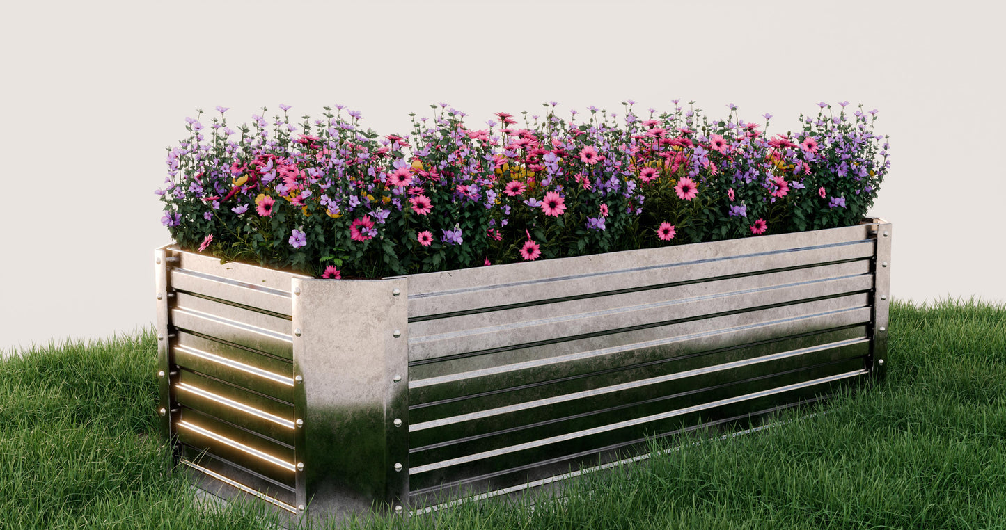 Verhoogd bed van gegalvaniseerd plaatstaal (184 x 60 x 90 cm)