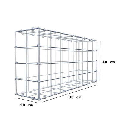 Gabion 80 cm x 40 cm x 20 cm (L x H x D), maskestørrelse 10 x 10 cm, spiralring