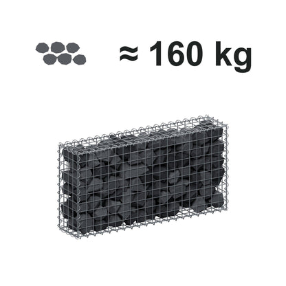 Gabion 100 cm x 50 cm x 20 cm (L x H x D), mesh size 5 cm x 5 cm, spiral