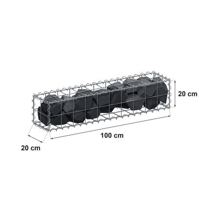 Gabião 100 cm x 20 cm x 20 cm (C x A x P), malhagem 10 cm x 10 cm, espiral