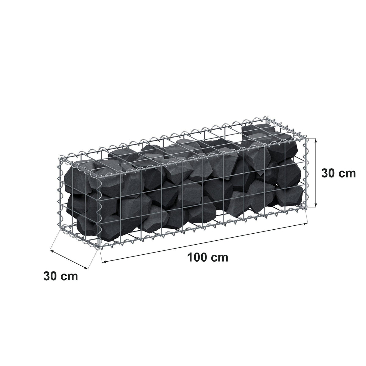 Gabion 100 cm x 30 cm x 30 cm (L x H x P), mailles 10 cm x 10 cm, spirale