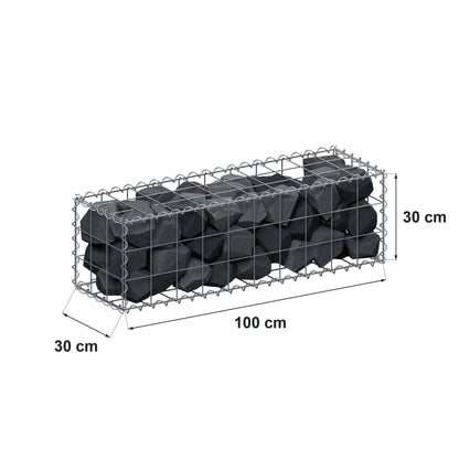 Gabion 100 cm x 30 cm x 30 cm (L x H x P), mailles 10 cm x 10 cm, spirale