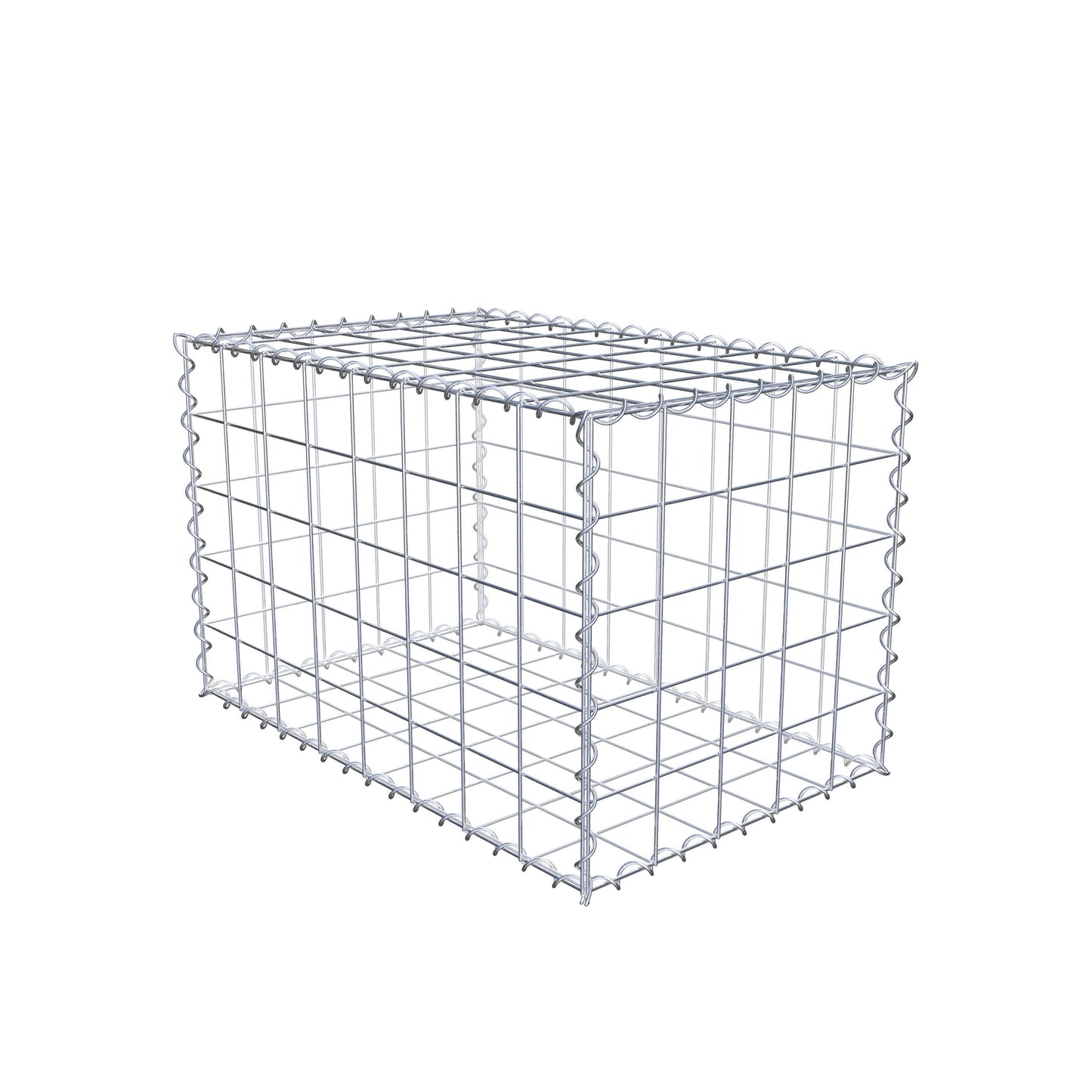 Gabião 80 cm x 50 cm x 50 cm (C x A x P), malhagem 10 cm x 10 cm, espiral