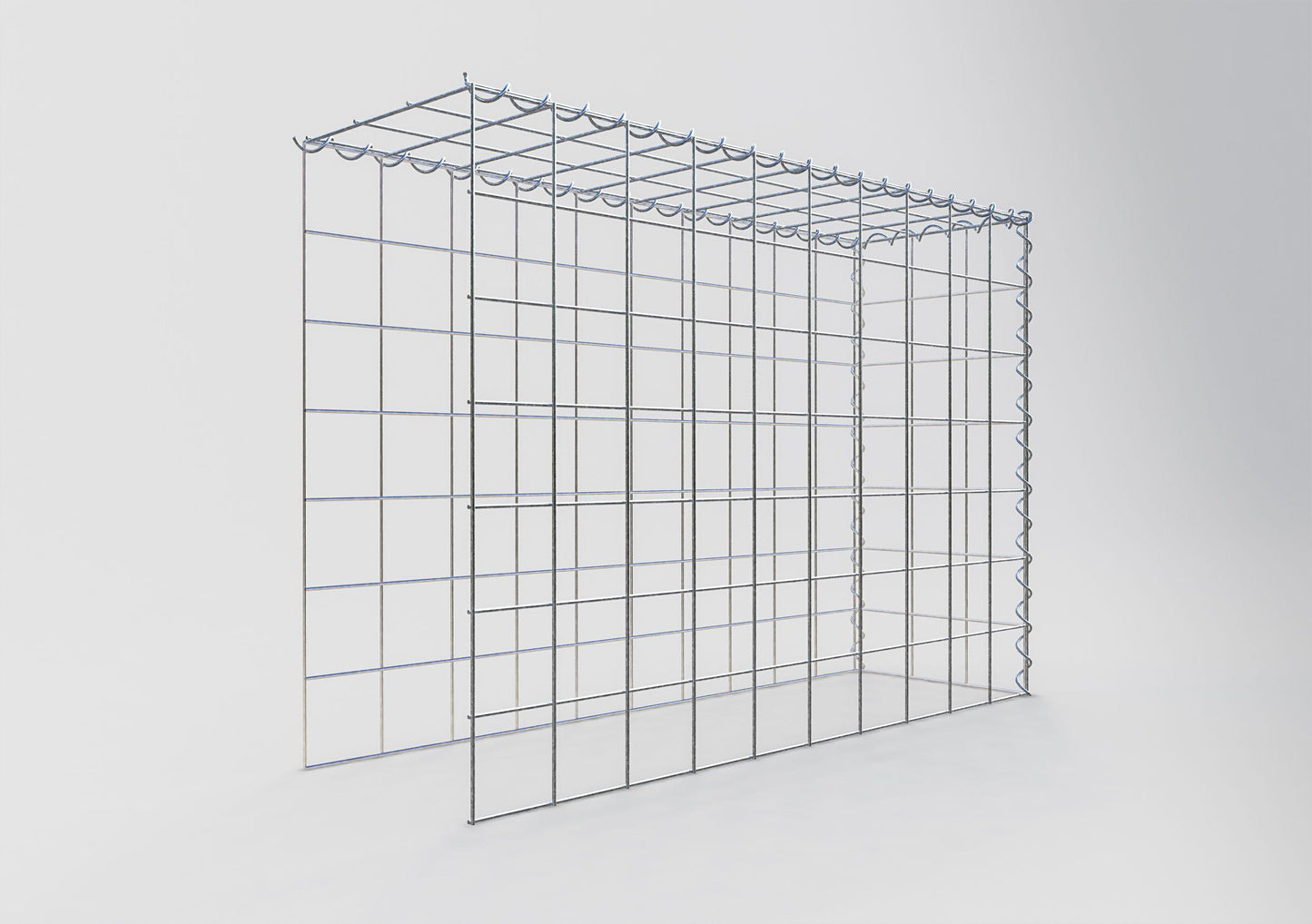 Gavión adulto tipo 4 100 cm x 70 cm x 30 cm (largo x alto x profundidad), tamaño de malla 10 cm x 10 cm, espiral