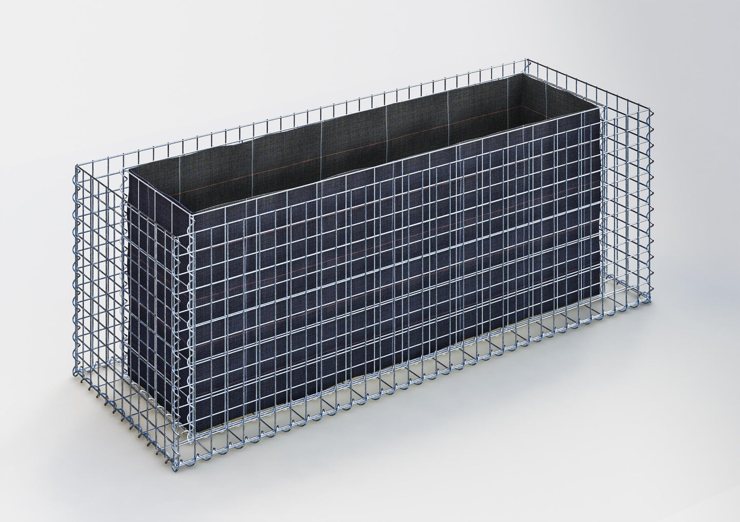 Lecho elevado rectangular 170 cm x 60 cm x 60 cm (L x A x P), malla 5 x 5 cm, espesor de pared 10 cm