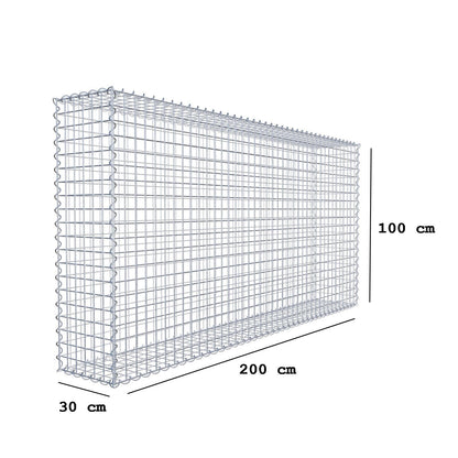 Gavión 200 cm x 100 cm x 30 cm (largo x alto x fondo), malla 5 cm x 5 cm, en espiral