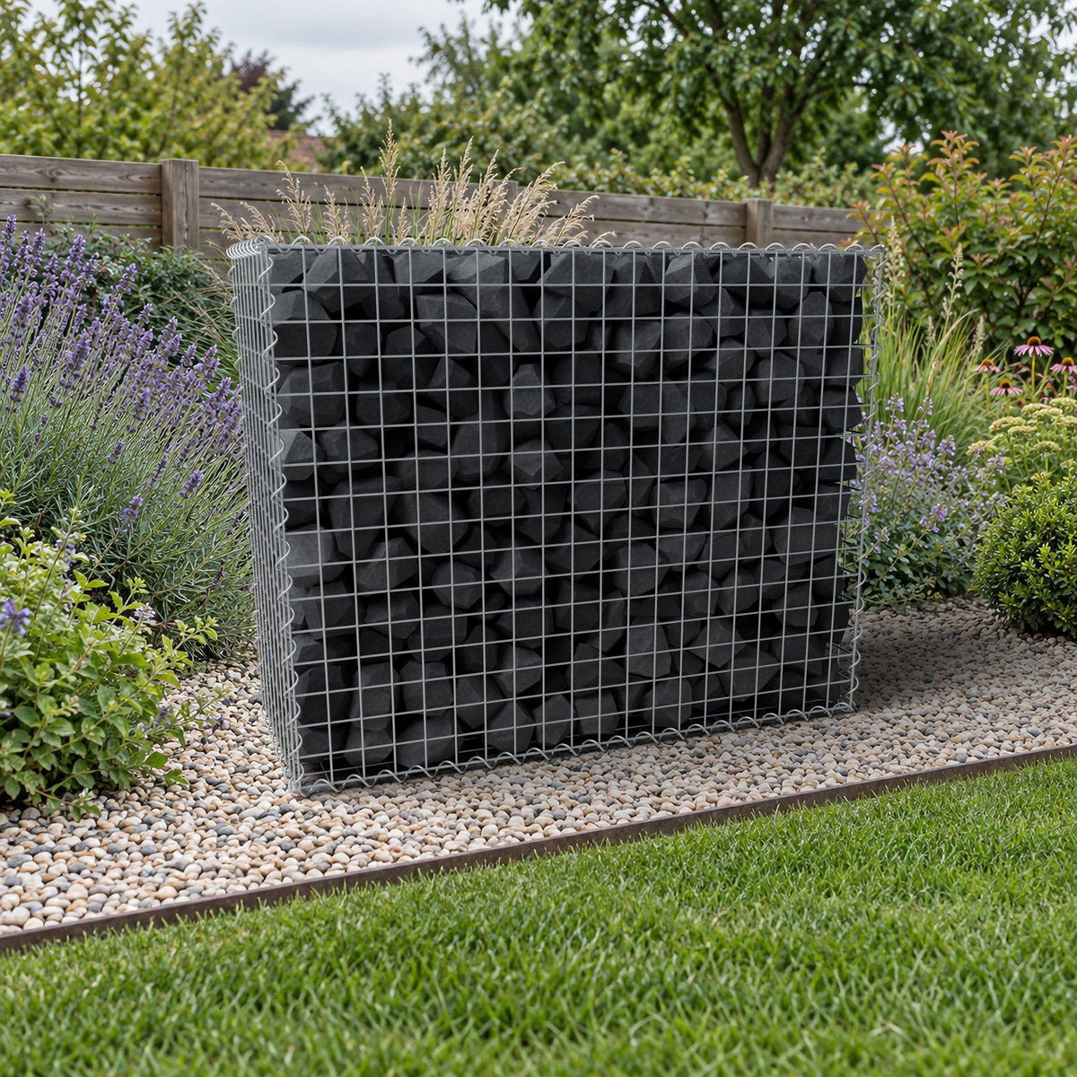 Gabion 100 cm x 80 cm x 40 cm (L x H x D), maskestørrelse 5 cm x 5 cm, spiral