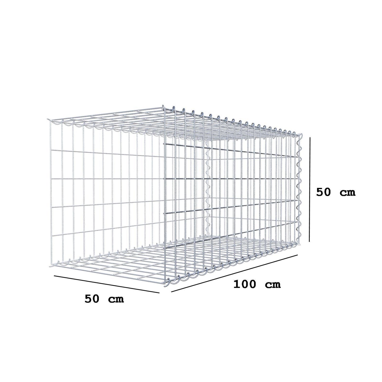 Gavión complementario tipo 2 100 cm x 50 cm x 50 cm (L x A x P), malla 5 cm x 10 cm, espiral
