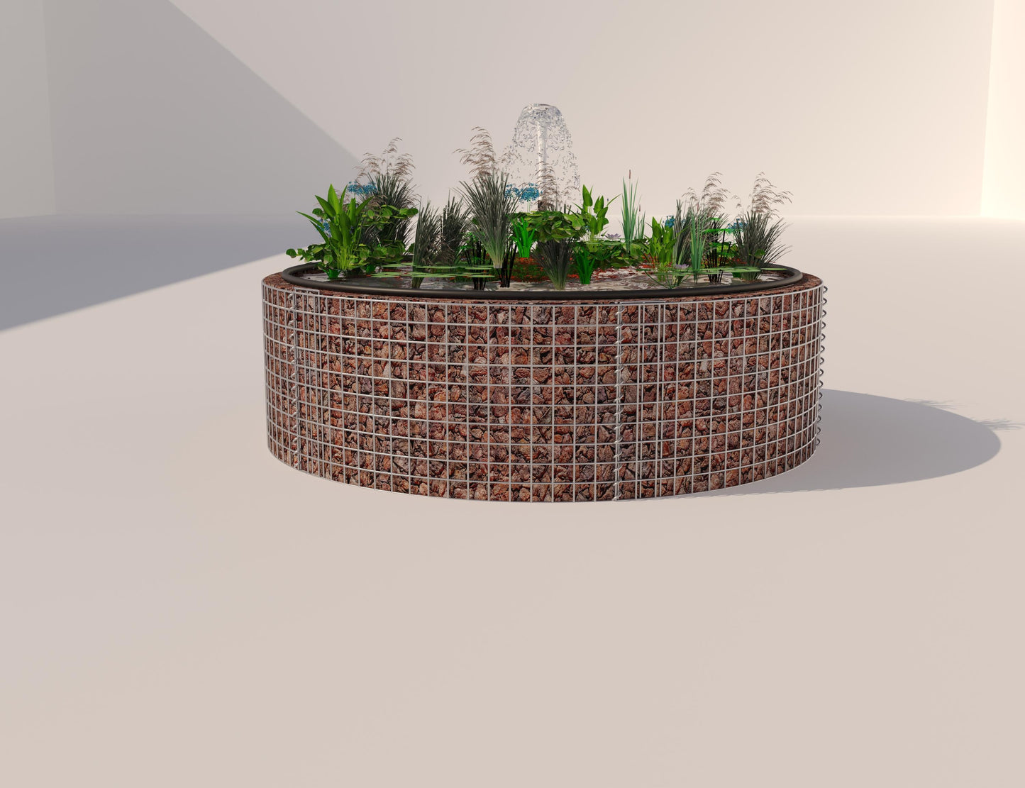 Gabion raised pond, round, outer diameter 172 cm, height 50 cm, mesh size 5 x 5 cm, wall thickness 15 cm