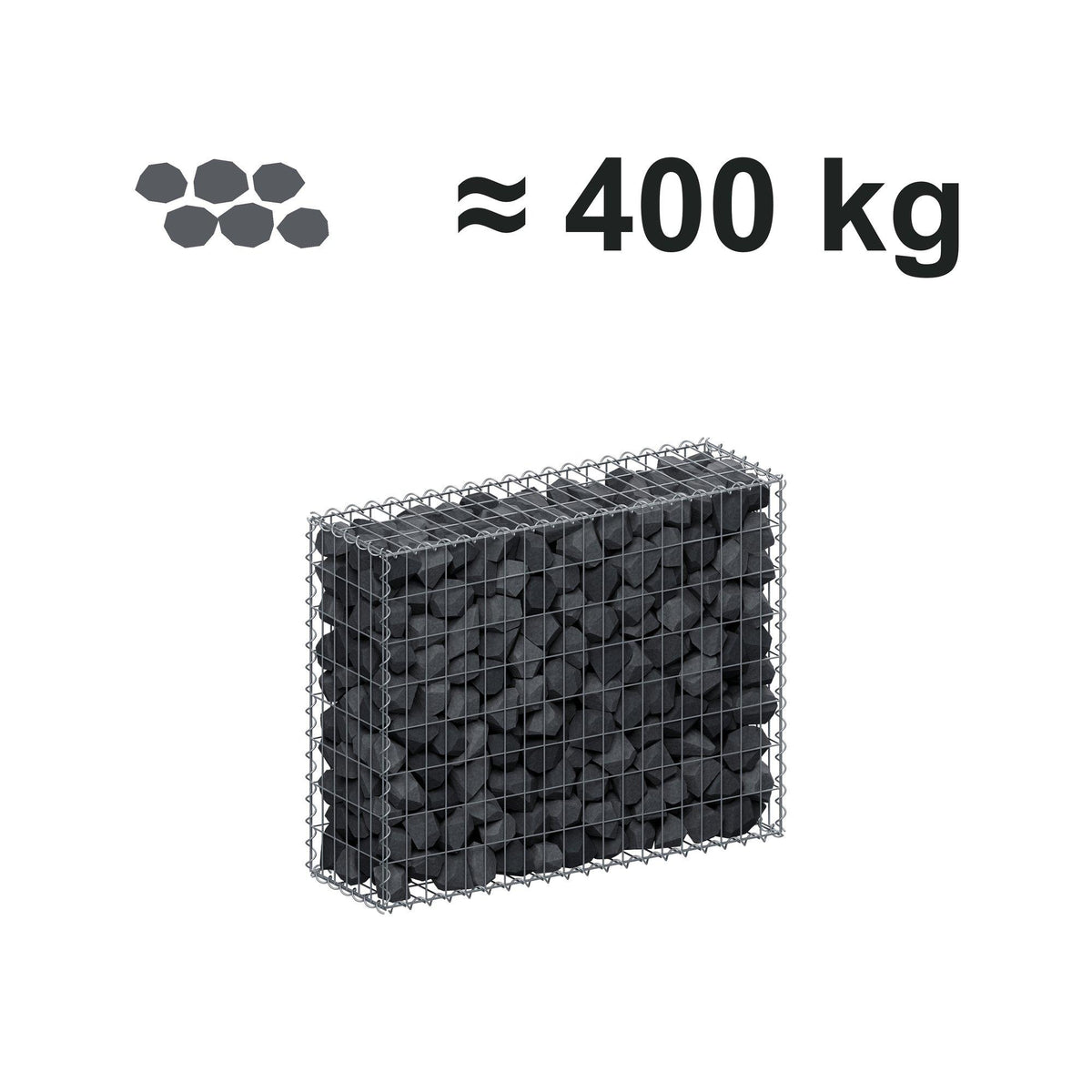 Gabion 100 cm x 80 cm x 30 cm (L x H x D), mesh size 5 cm x 10 cm, spiral
